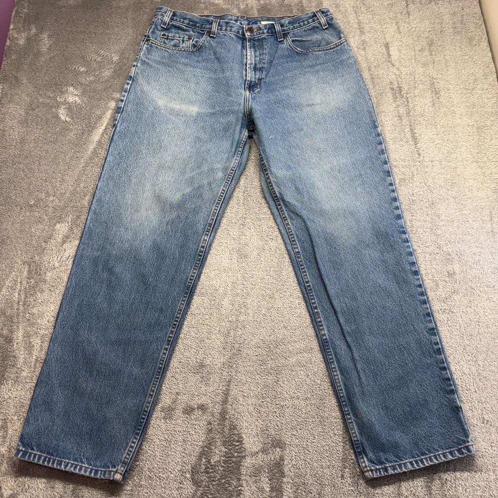 Kirkland Signature Jeans Mens 38x32 Blue Good Straight Leg Zip‎ Fly 100% Cotton